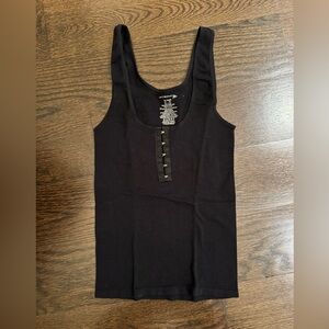 Free People Black Tank Top with Front Detail